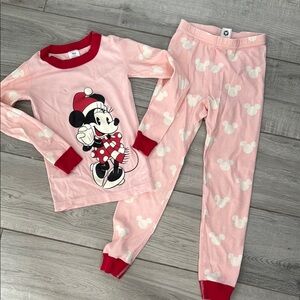 Hanna Andersson Minnie Mouse Pink Kids Pajamas, Santa hat